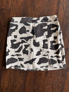 Le Lis Black and White Cow Print Skirt